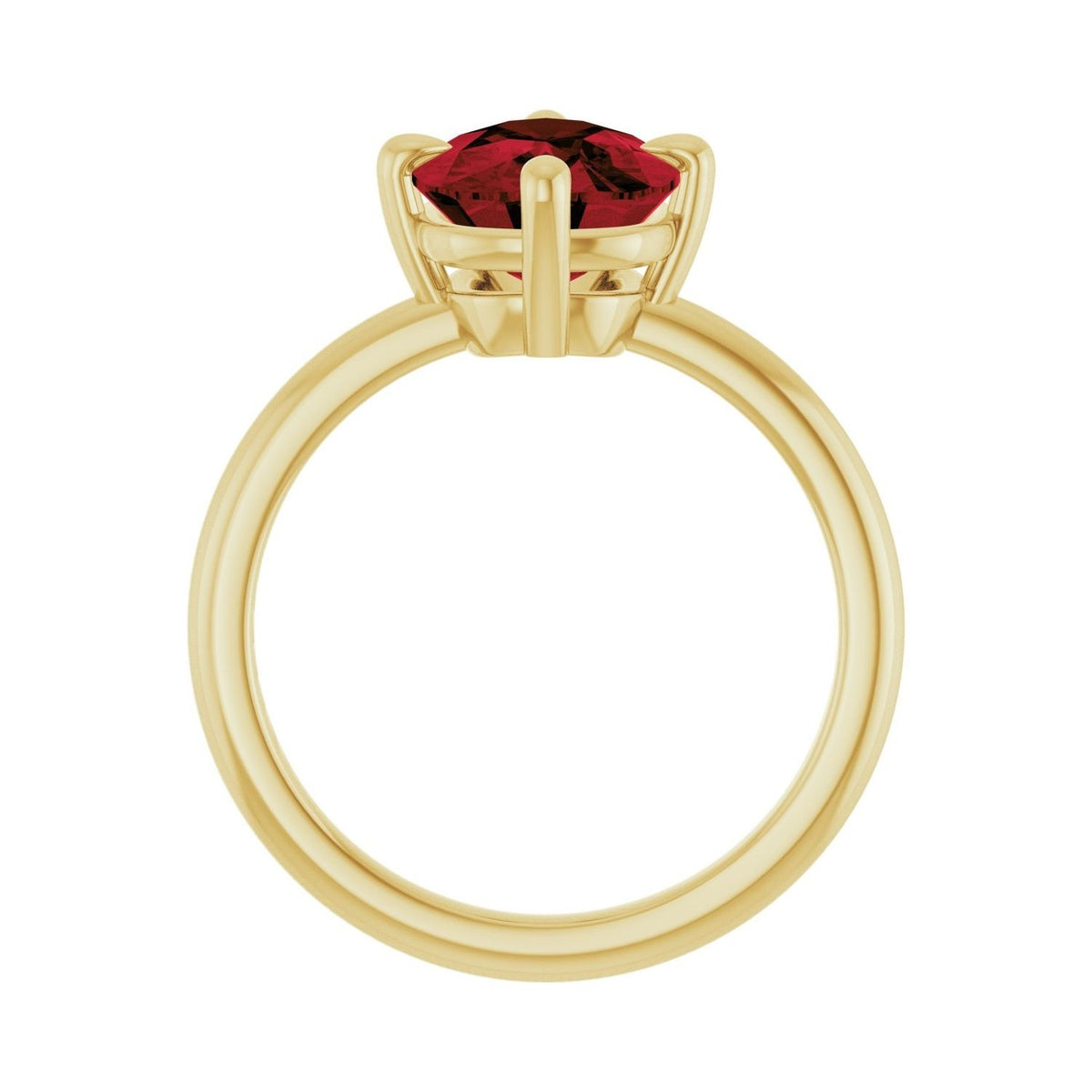 Sapphire Row Natural Gemstone Oval Solitaire Ring - Mozambique Garnet, 14K Yellow Gold, 10 × 8 mm (view 2)