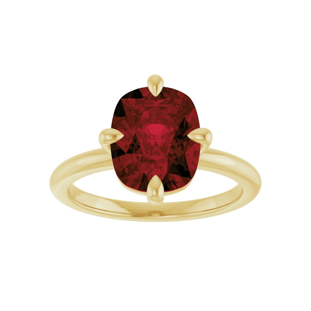 Sapphire Row Natural Gemstone Oval Solitaire Ring - Mozambique Garnet, 14K Yellow Gold, 10 × 8 mm (view 3)