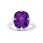 Sapphire Row Natural Gemstone Oval Solitaire Ring - Amethyst, 14K White Gold, 12 × 10 mm (view 3)