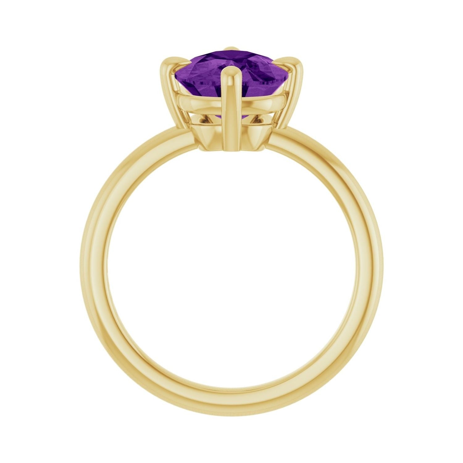 Sapphire Row Natural Gemstone Oval Solitaire Ring - Amethyst, 14K Yellow Gold, 10 × 8 mm (view 2)