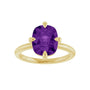 Sapphire Row Natural Gemstone Oval Solitaire Ring - Amethyst, 14K Yellow Gold, 10 × 8 mm (view 3)