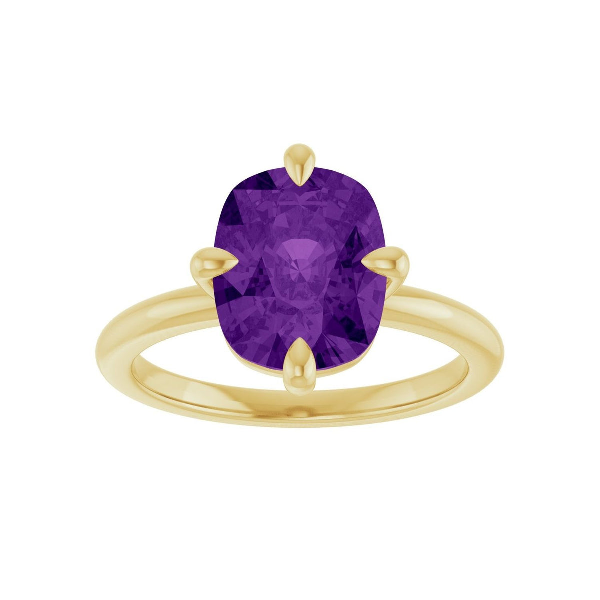 Sapphire Row Natural Gemstone Oval Solitaire Ring - Amethyst, 14K Yellow Gold, 10 × 8 mm (view 3)