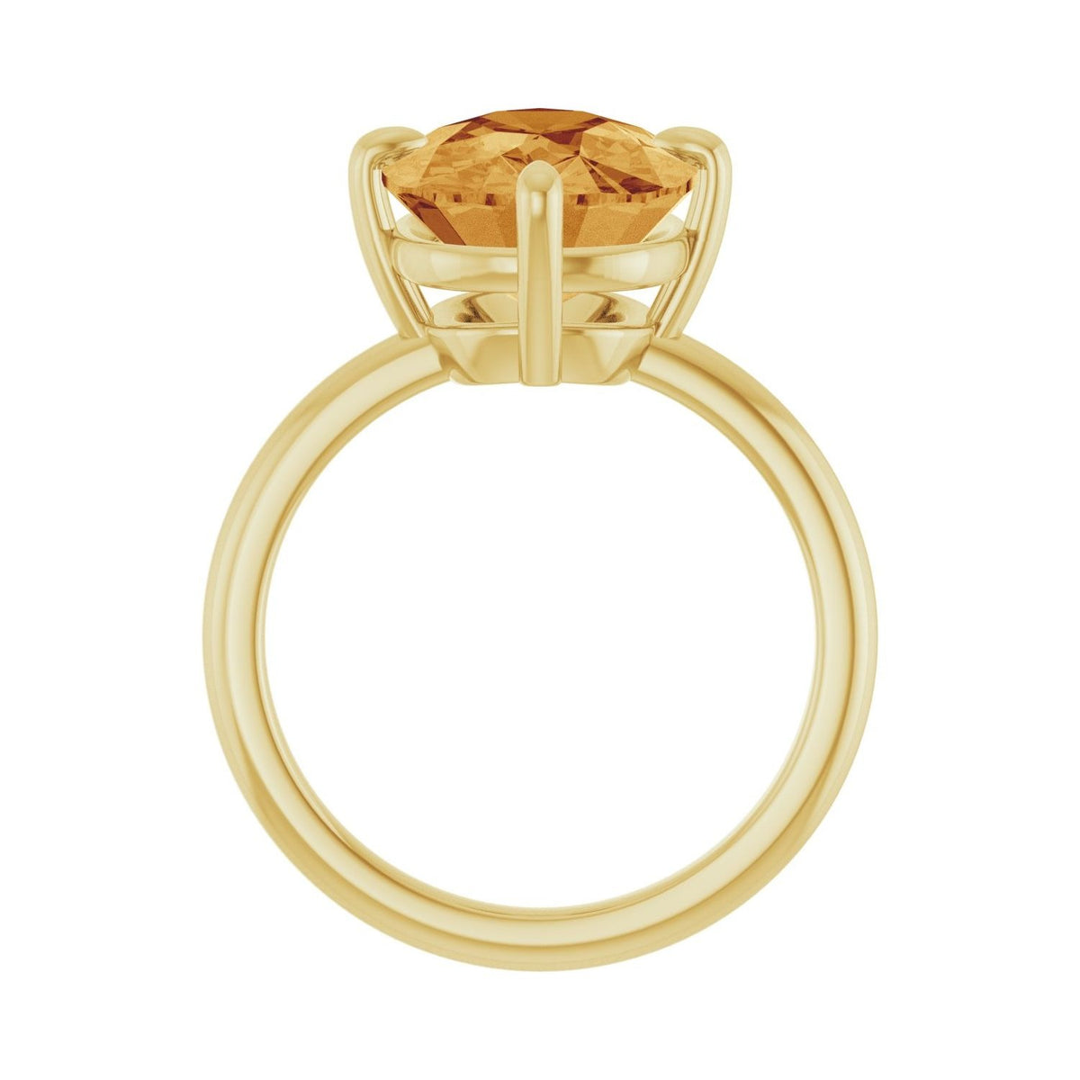 Sapphire Row Natural Gemstone Oval Solitaire Ring - Citrine, 14K Yellow Gold, 12 × 10 mm (view 2)