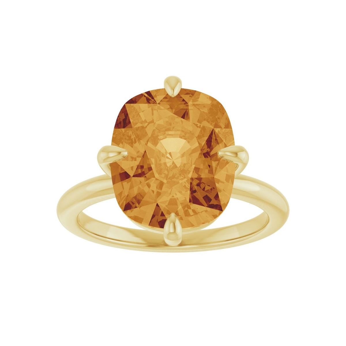 Sapphire Row Natural Gemstone Oval Solitaire Ring - Citrine, 14K Yellow Gold, 12 × 10 mm (view 3)