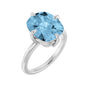 Sapphire Row Natural Gemstone Oval Solitaire Ring - Sky Blue Topaz, Platinum, 12 × 10 mm