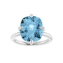 Sapphire Row Natural Gemstone Oval Solitaire Ring - Sky Blue Topaz, Platinum, 12 × 10 mm (view 3)