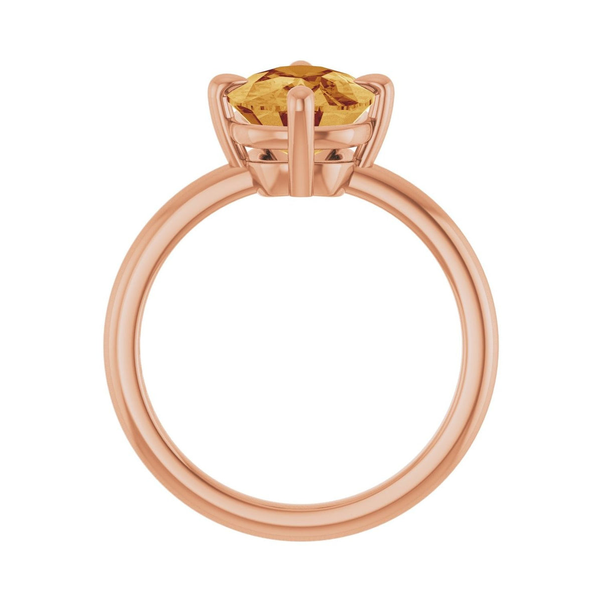 Sapphire Row Natural Gemstone Oval Solitaire Ring - Citrine, 14K Rose Gold, 10 × 8 mm (view 2)