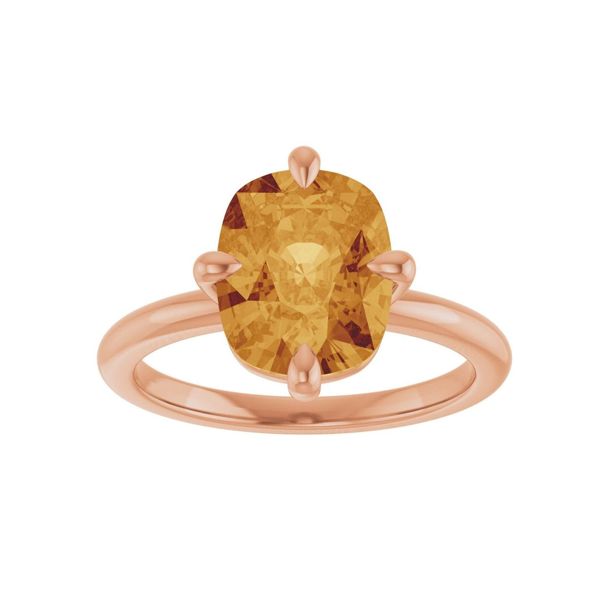 Sapphire Row Natural Gemstone Oval Solitaire Ring - Citrine, 14K Rose Gold, 10 × 8 mm (view 3)
