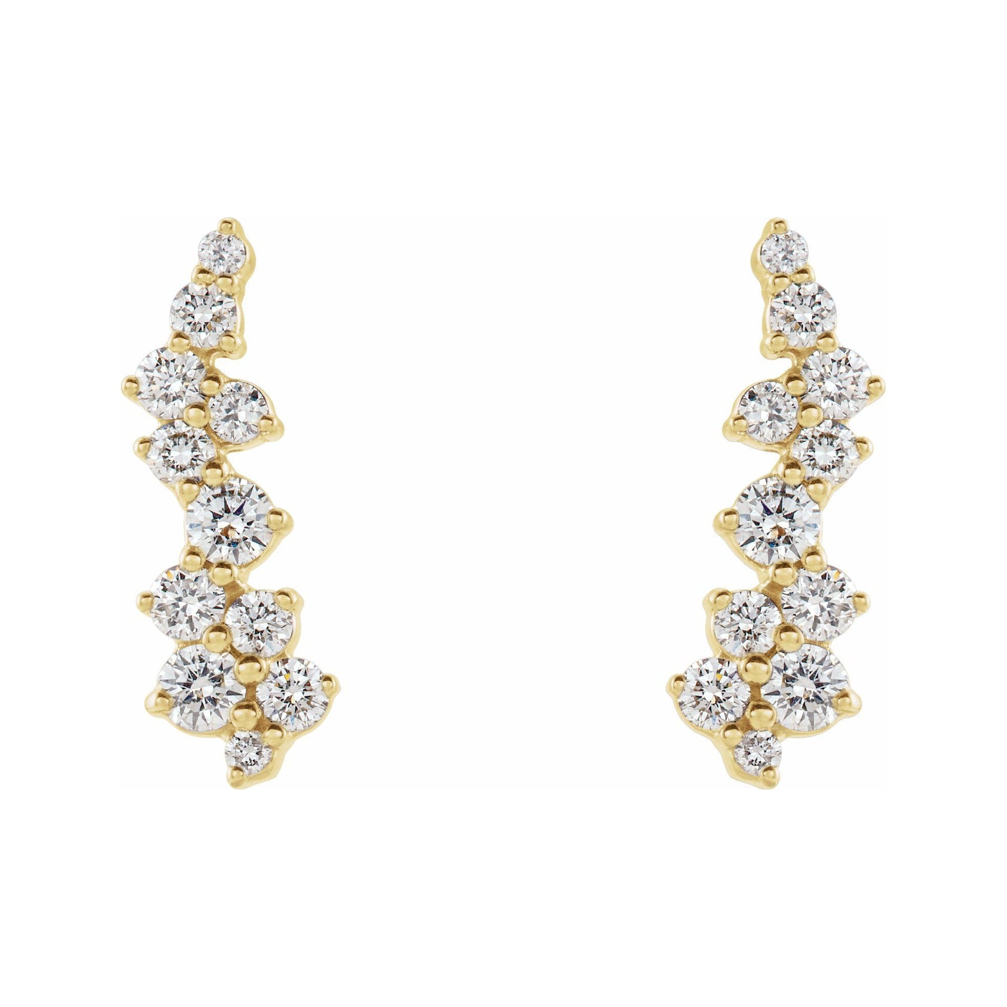 Sapphire Row Natural Diamond Ear Climbers - 14K Yellow Gold (view 2)