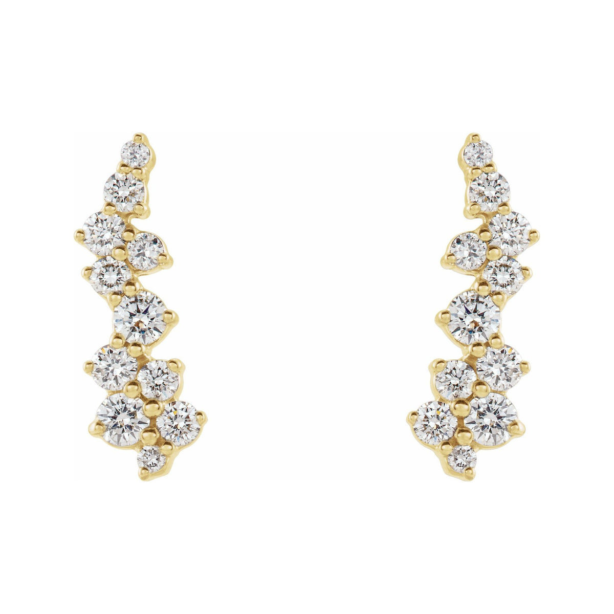 Sapphire Row Natural Diamond Ear Climbers - 14K Yellow Gold (view 2)