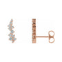Sapphire Row Natural Diamond Ear Climbers - 14K Rose Gold