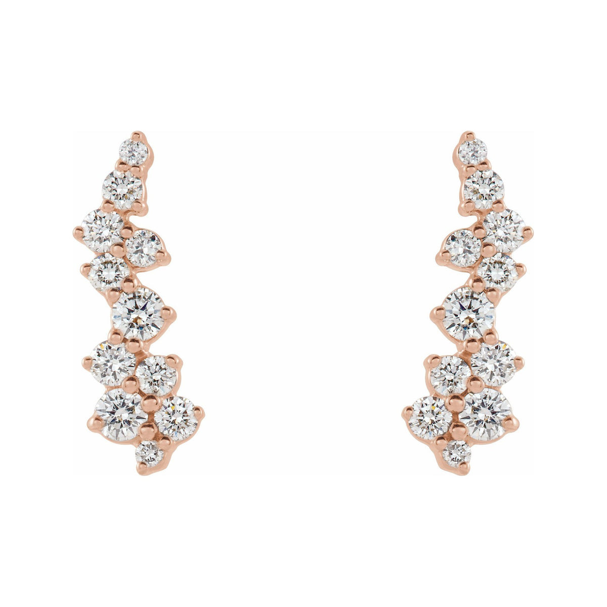 Sapphire Row Natural Diamond Ear Climbers - 14K Rose Gold (view 2)