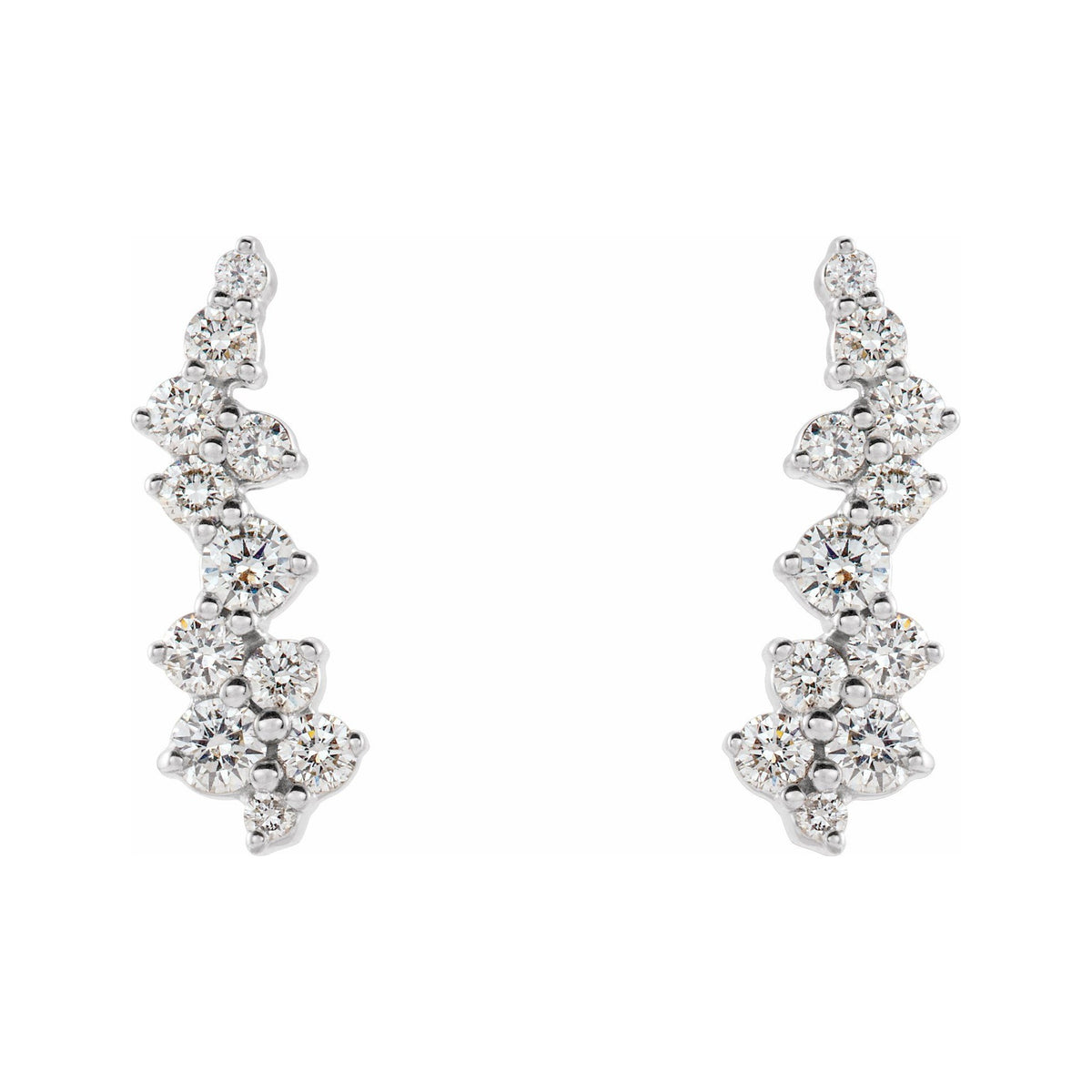 Sapphire Row Natural Diamond Ear Climbers - 14K White Gold (view 2)