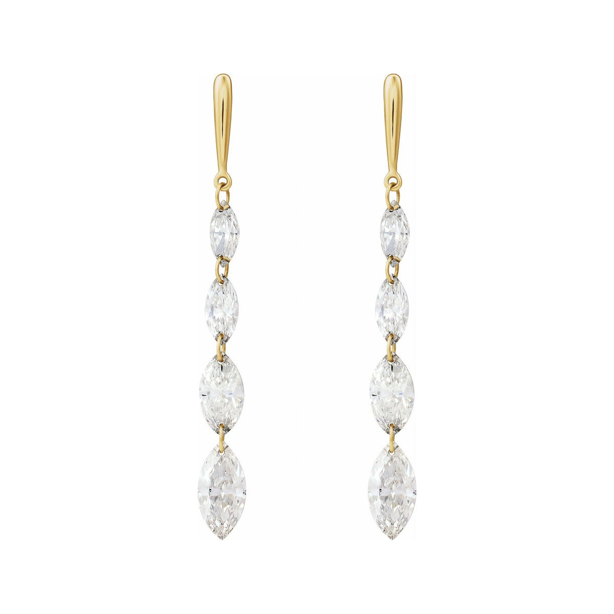 Sapphire Row Lab-Grown Diamond Graduated Marquise Drop Earrings - 14K Yellow Gold (view 2)