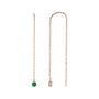 Sapphire Row Natural Gemstone Bezel Threader Earrings - Emerald, 14K Rose Gold