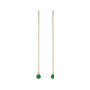 Sapphire Row Natural Gemstone Bezel Threader Earrings - Emerald, 14K Rose Gold (view 2)