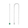 Sapphire Row Natural Gemstone Bezel Threader Earrings - Emerald, 14K White Gold