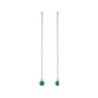Sapphire Row Natural Gemstone Bezel Threader Earrings - Emerald, 14K White Gold (view 2)