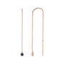 Sapphire Row Natural Gemstone Bezel Threader Earrings - Blue Sapphire, 14K Rose Gold