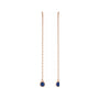 Sapphire Row Natural Gemstone Bezel Threader Earrings - Blue Sapphire, 14K Rose Gold (view 2)