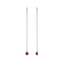 Sapphire Row Natural Gemstone Bezel Threader Earrings - Ruby, 14K White Gold (view 2)
