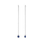 Sapphire Row Natural Gemstone Bezel Threader Earrings - Blue Sapphire, 14K White Gold (view 2)