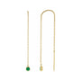 Sapphire Row Natural Gemstone Bezel Threader Earrings - Emerald, 14K Yellow Gold