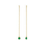 Sapphire Row Natural Gemstone Bezel Threader Earrings - Emerald, 14K Yellow Gold (view 2)