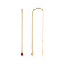 Sapphire Row Natural Gemstone Bezel Threader Earrings - Ruby, 14K Yellow Gold
