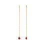 Sapphire Row Natural Gemstone Bezel Threader Earrings - Ruby, 14K Yellow Gold (view 2)
