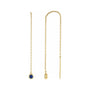 Sapphire Row Natural Gemstone Bezel Threader Earrings - Blue Sapphire, 14K Yellow Gold