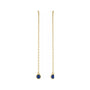 Sapphire Row Natural Gemstone Bezel Threader Earrings - Blue Sapphire, 14K Yellow Gold (view 2)