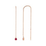 Sapphire Row Natural Gemstone Bezel Threader Earrings - Ruby, 14K Rose Gold