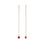 Sapphire Row Natural Gemstone Bezel Threader Earrings - Ruby, 14K Rose Gold (view 2)