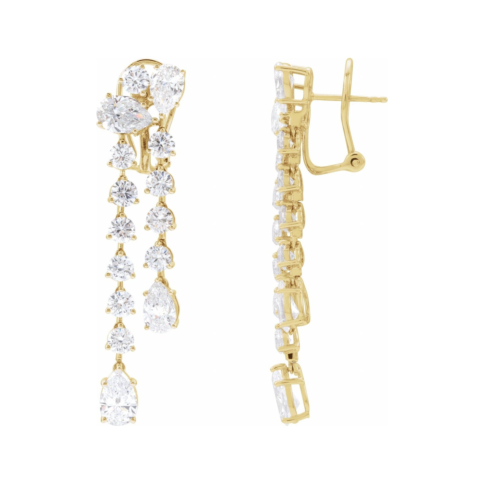 Sapphire Row Lab-Grown Diamond Cascade Dangle Earrings - 14K Yellow Gold