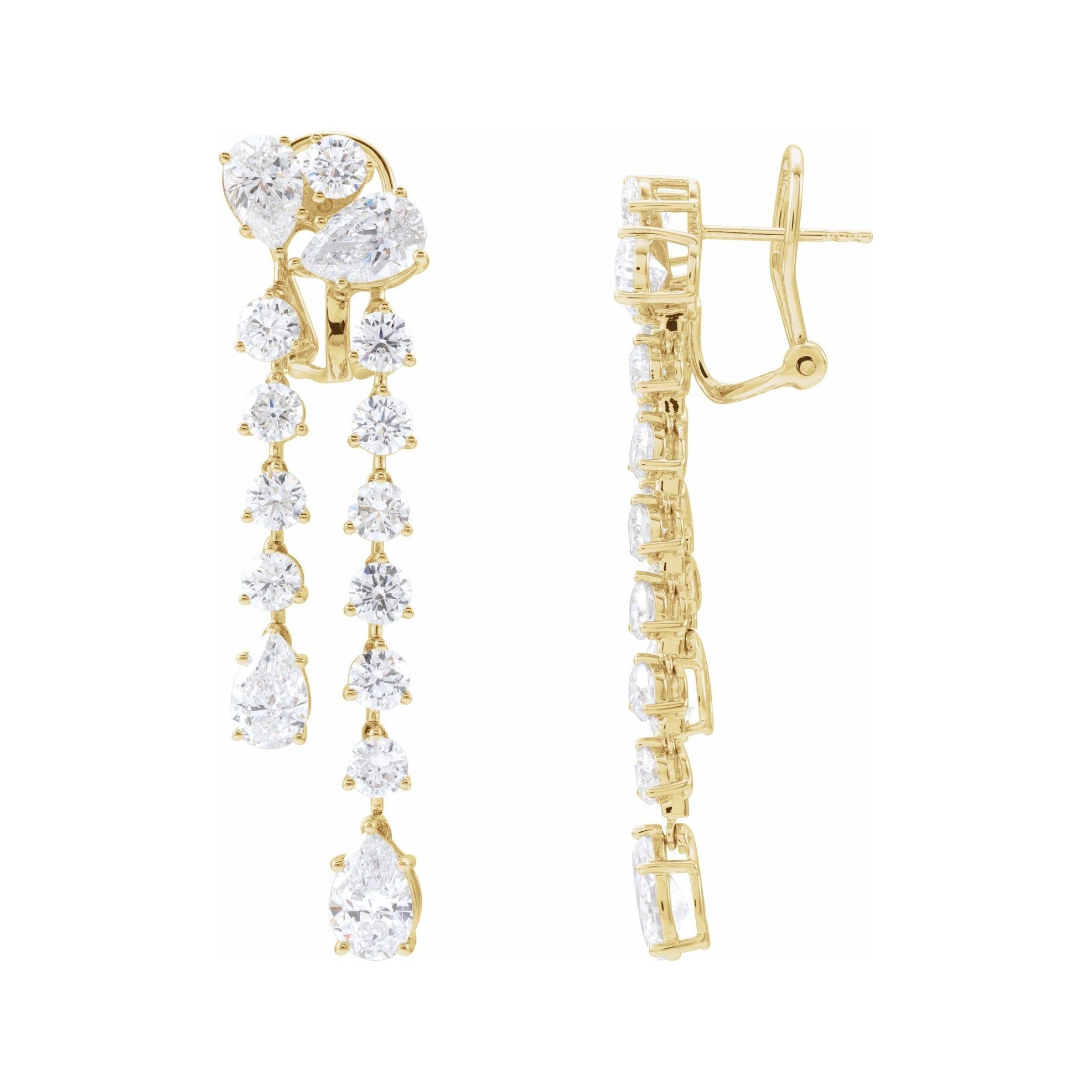 Sapphire Row Lab-Grown Diamond Cascade Dangle Earrings - 14K Yellow Gold (view 2)