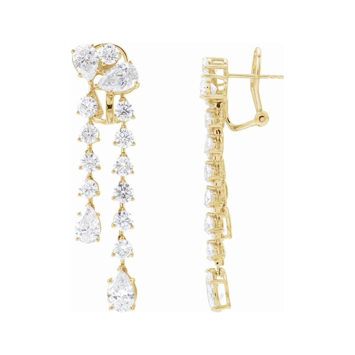 Sapphire Row Lab-Grown Diamond Cascade Dangle Earrings - 14K Yellow Gold (view 2)