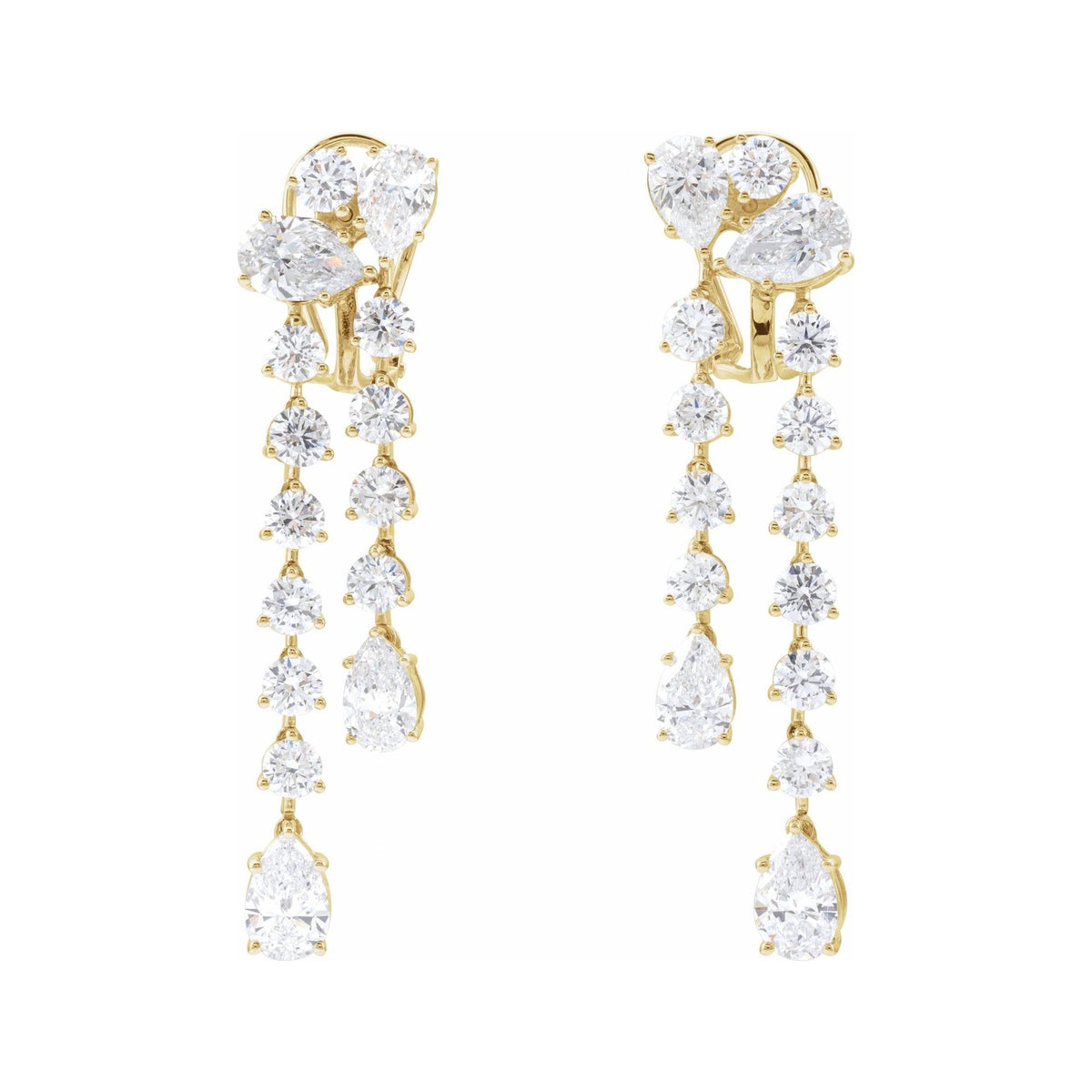 Sapphire Row Lab-Grown Diamond Cascade Dangle Earrings - 14K Yellow Gold (view 3)