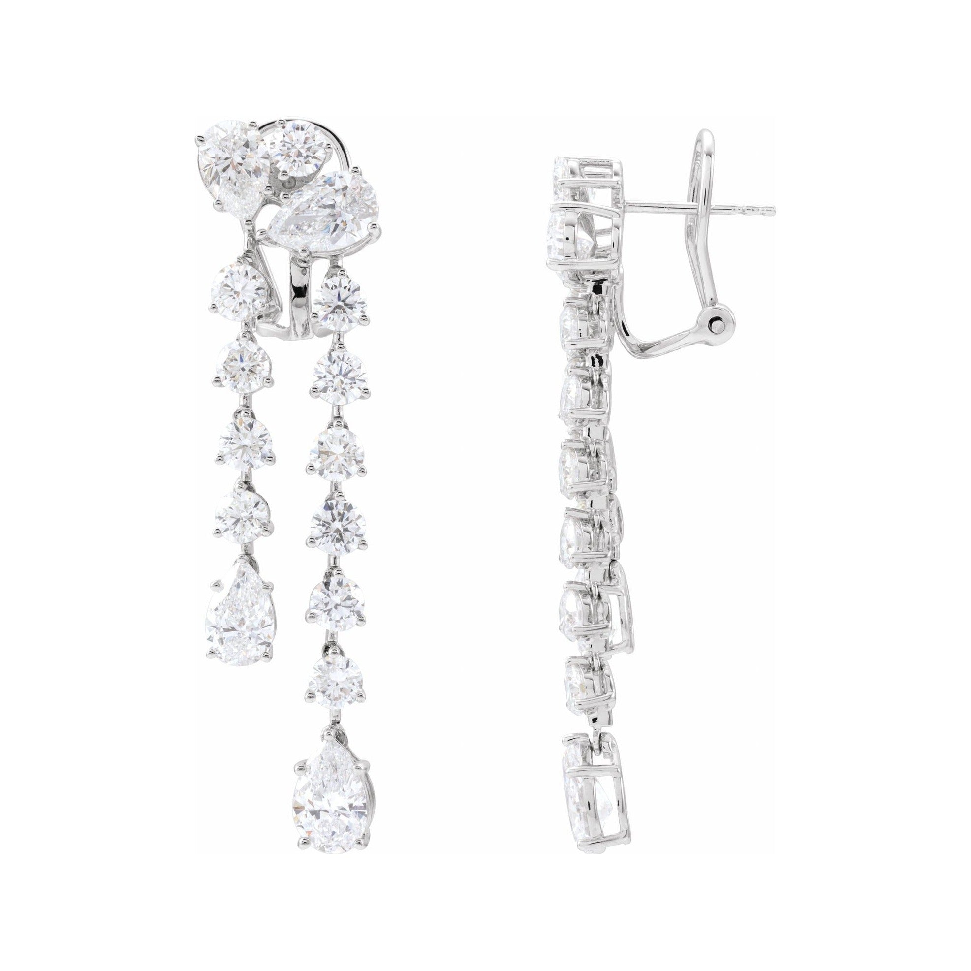 Sapphire Row Lab-Grown Diamond Cascade Dangle Earrings - 14K White Gold