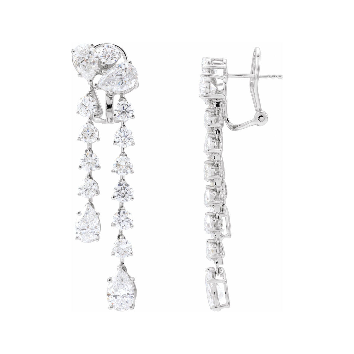 Sapphire Row Lab-Grown Diamond Cascade Dangle Earrings - 14K White Gold