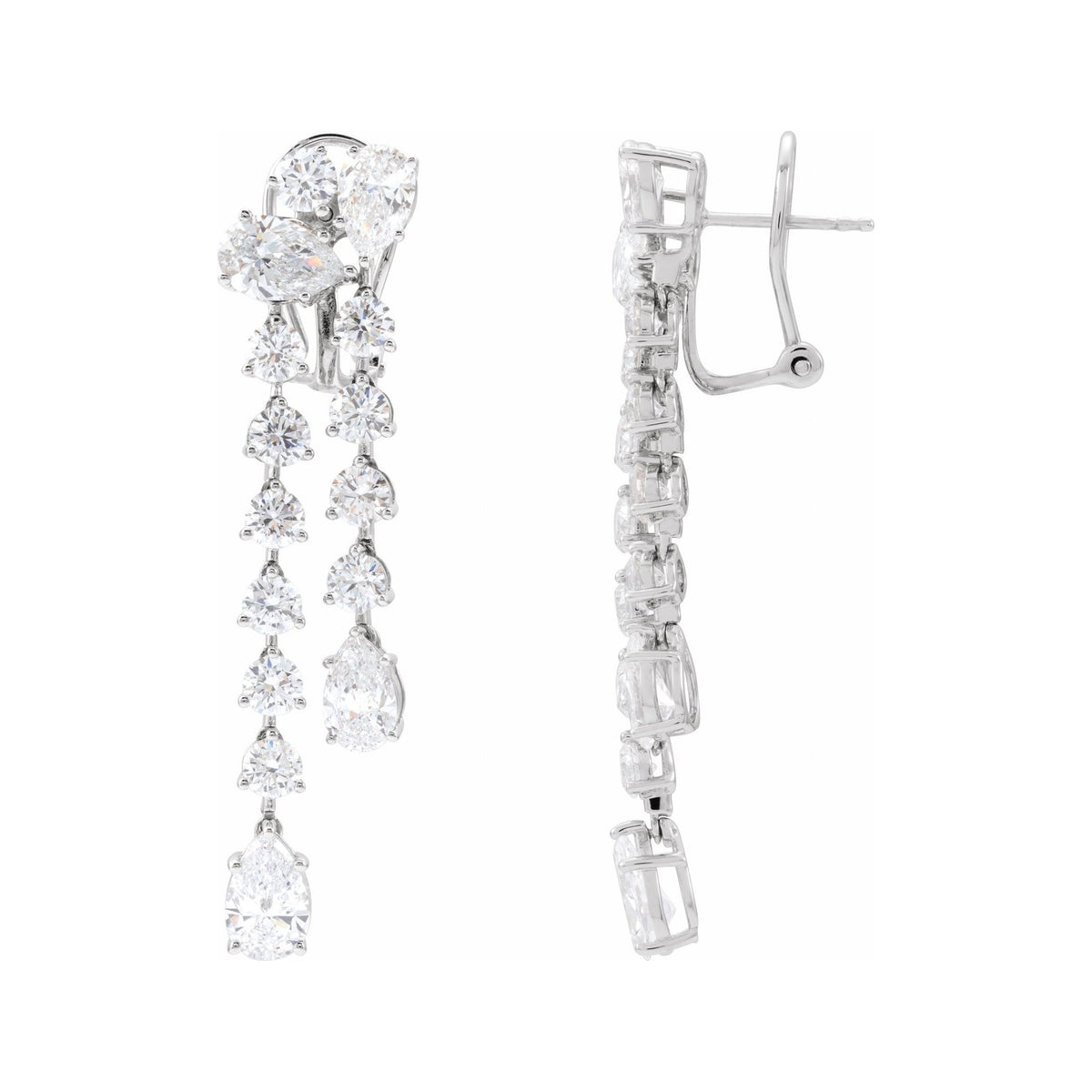 Sapphire Row Lab-Grown Diamond Cascade Dangle Earrings - 14K White Gold (view 2)
