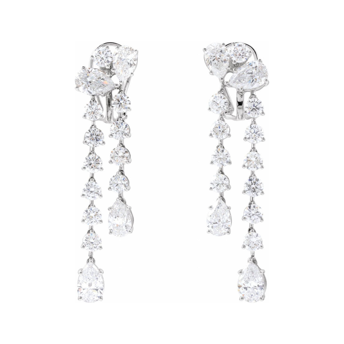 Sapphire Row Lab-Grown Diamond Cascade Dangle Earrings - 14K White Gold (view 3)