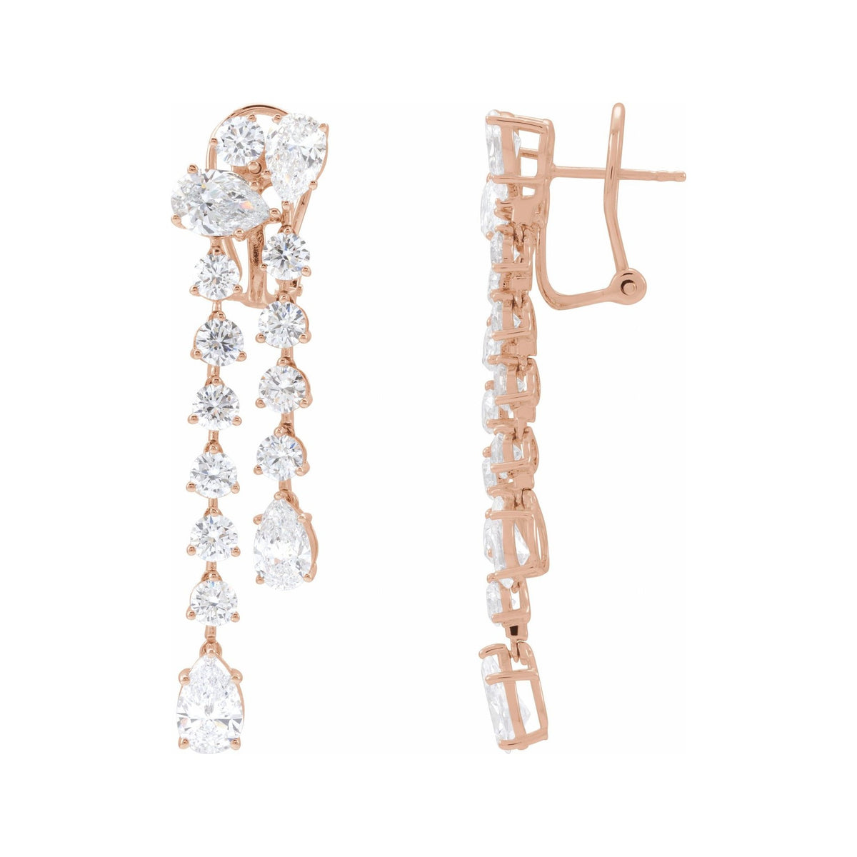 Sapphire Row Lab-Grown Diamond Cascade Dangle Earrings - 14K Rose Gold