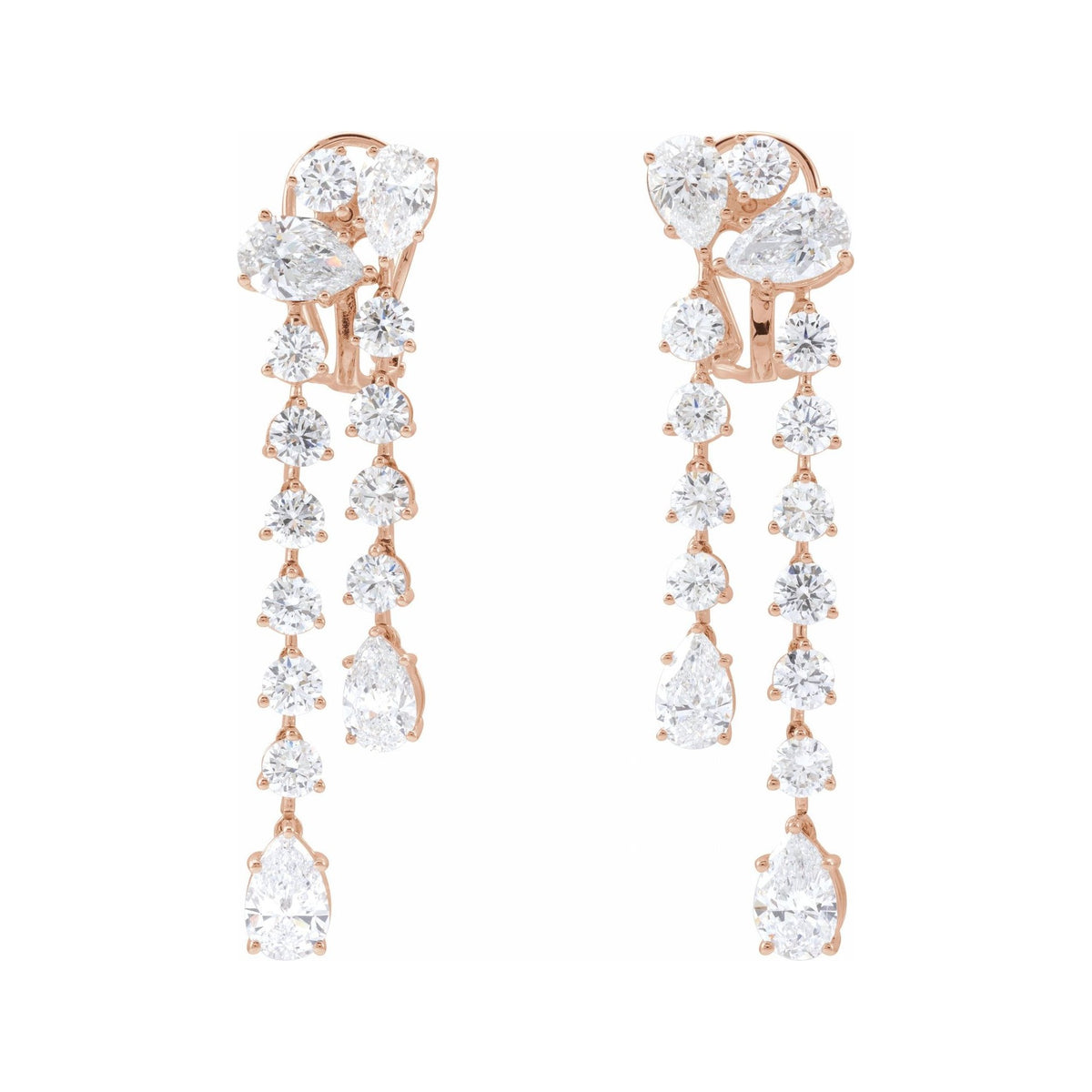 Sapphire Row Lab-Grown Diamond Cascade Dangle Earrings - 14K Rose Gold (view 3)