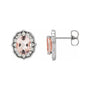 Sapphire Row Natural Peach Morganite Vintage-Inspired Halo Stud Earrings - Platinum