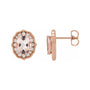 Sapphire Row Natural Peach Morganite Vintage-Inspired Halo Stud Earrings - 14K Rose Gold