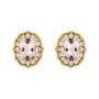 Sapphire Row Natural Peach Morganite Vintage-Inspired Halo Stud Earrings - 14K Yellow Gold (view 2)