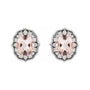 Sapphire Row Natural Peach Morganite Vintage-Inspired Halo Stud Earrings - 14K White Gold (view 2)
