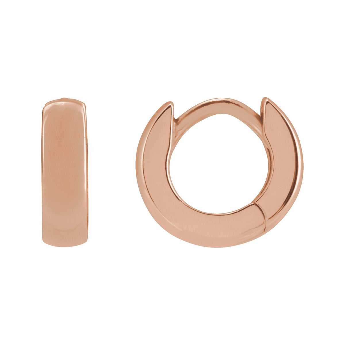 Sapphire Row Gold Hinged Hoop Earrings - 14K Rose Gold, 8 mm