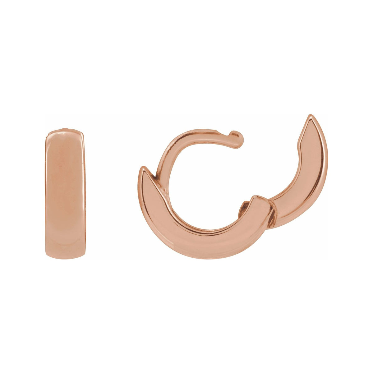 Sapphire Row Gold Hinged Hoop Earrings - 14K Rose Gold, 8 mm (view 3)